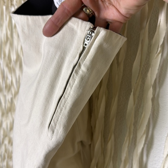 SPRWMN Cotton Denim Side Zip Flare Leg Pull On Pant in Natural Size S - Picture 3 of 7